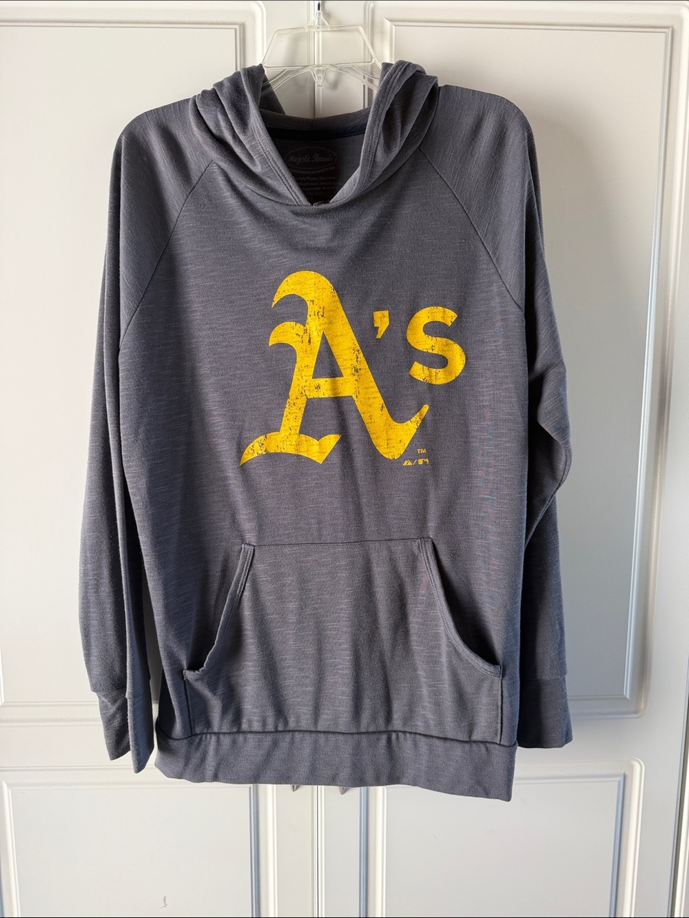 Men's Gray Crewneck Hoodie with Yellow A's Logo